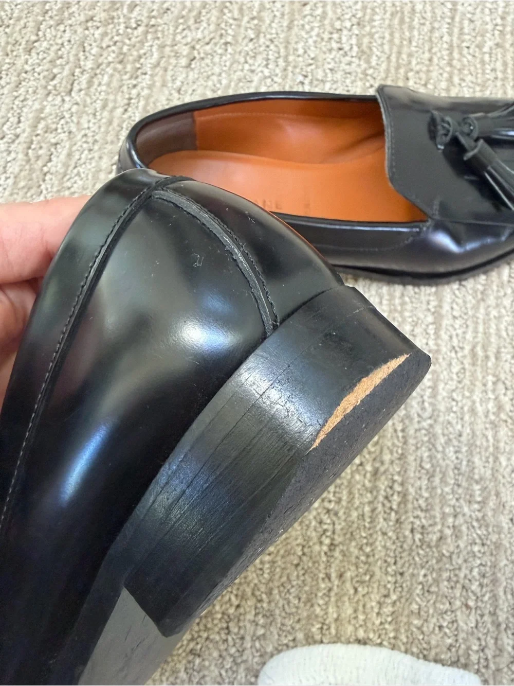 Everlane The Modern Tassel Loafer in Black Leather Size 7